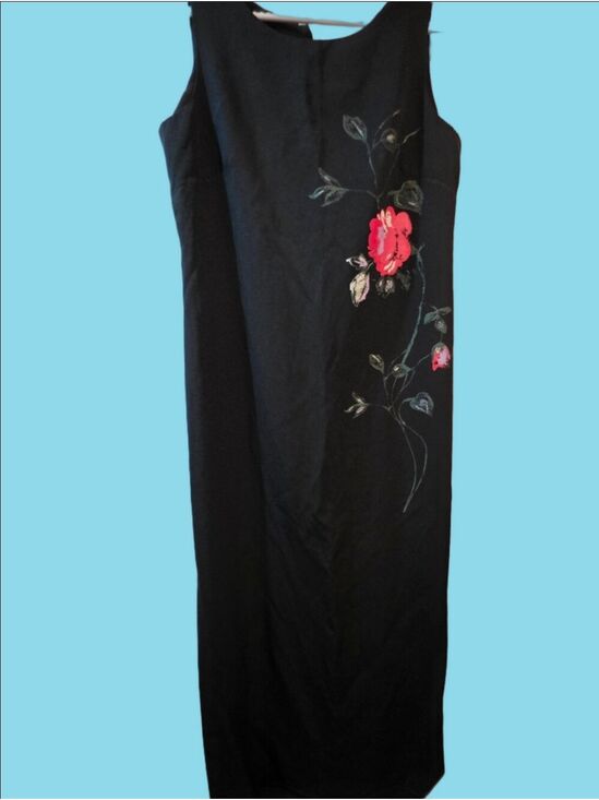 Jessica Dresses & Skirts - 4/$67 Deal! Vintage Canadian Made Jessica Black Dress with Floral Embroidery